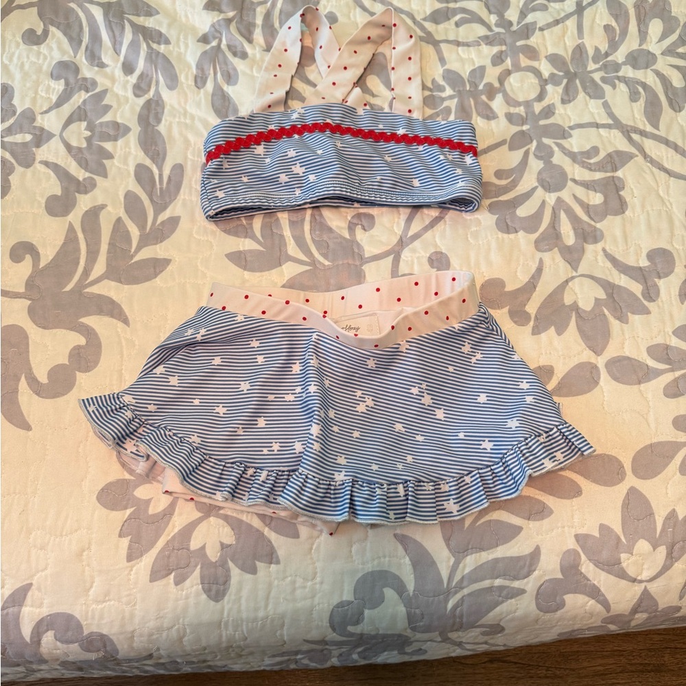 Blue and White Striped Two-Piece Set
